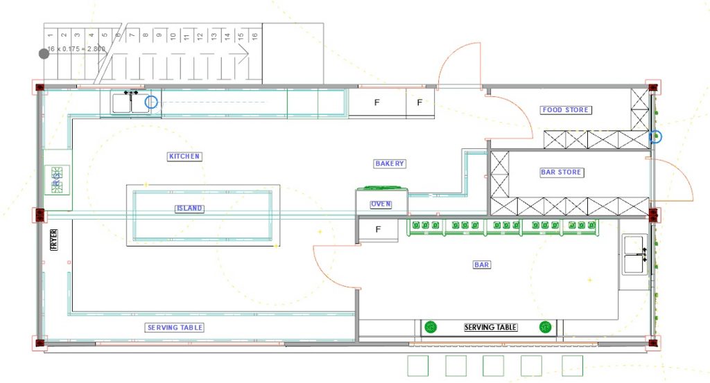 Container Bar and Restaurant Layout